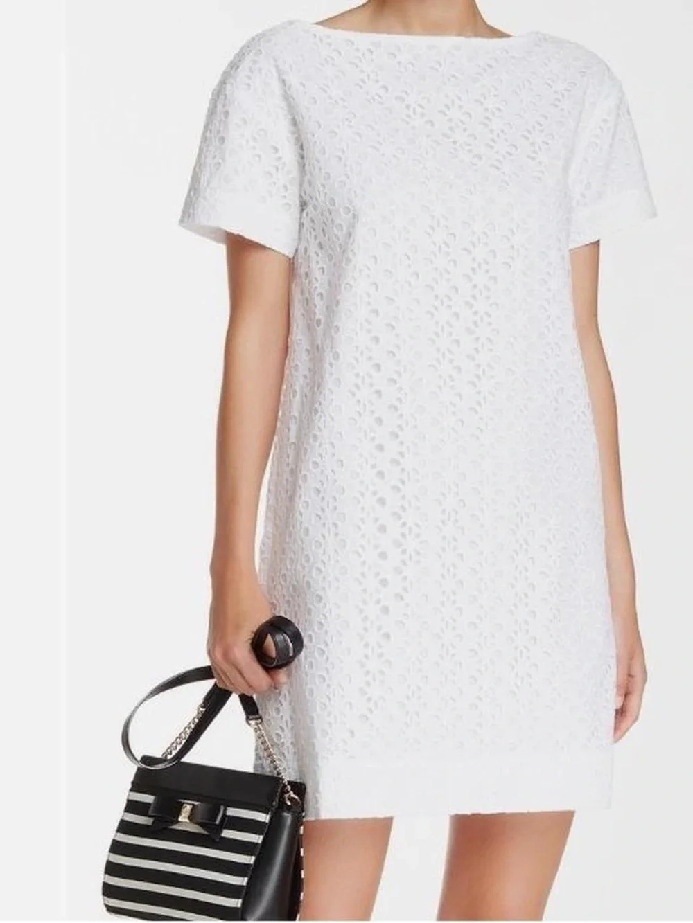Kate Spade White Eyelet Dress Shift Sheath Party Embroidered - Size 6